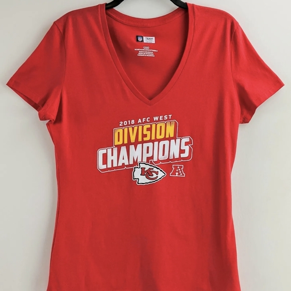 Kansas City Chiefs NFL Team Apparel Womens Sz Large Short Sleeve V-Neck - Picture 12 of 12